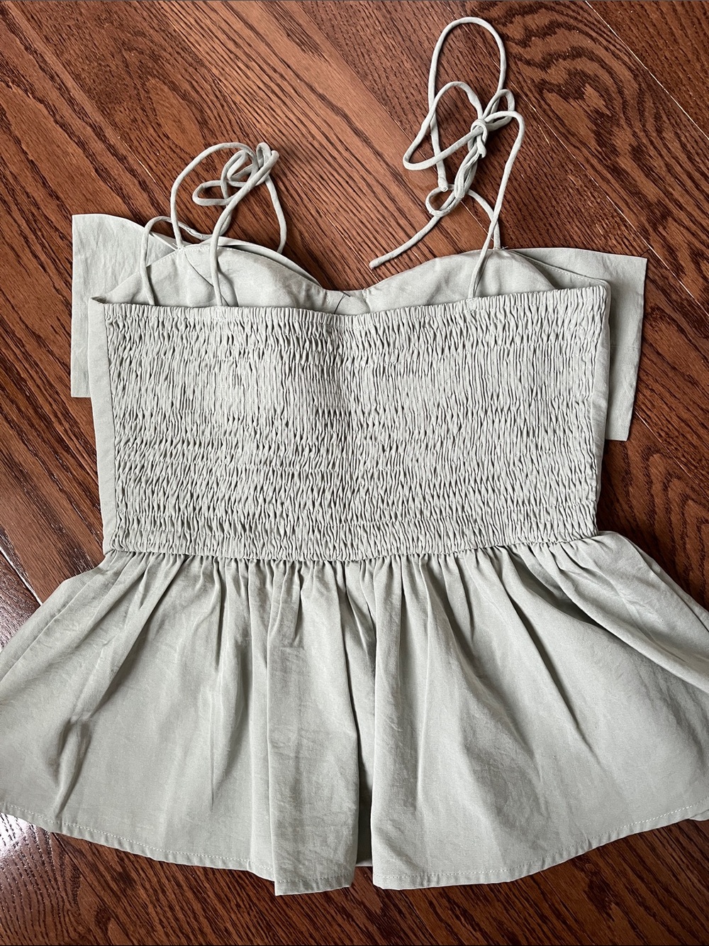 Oddi Bow-Front Peplum Camisole Top in Sage Green - Size Small - Picture 5 of 6